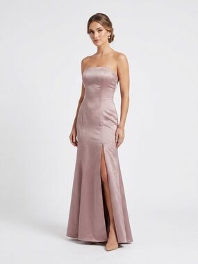 Dear Cleo, Strapless Satin Formal Gown in Dusty Rose - S
